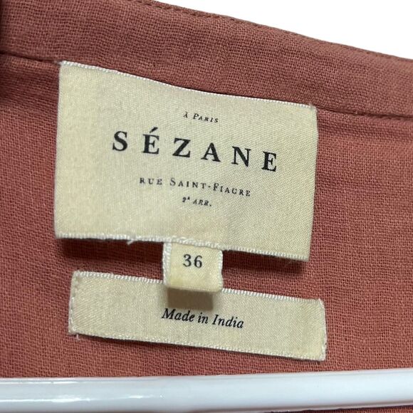 Sezane Wanda Blouse in Rose Tunisian Button Front Top Womens Size FR 36 US 4 - Picture 5 of 8